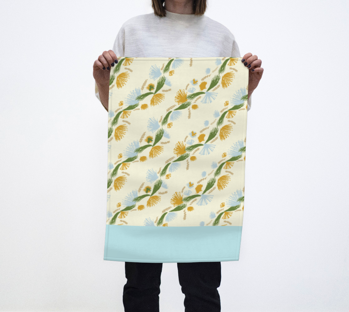 Dandelion Wishes Tea Towel in Blue