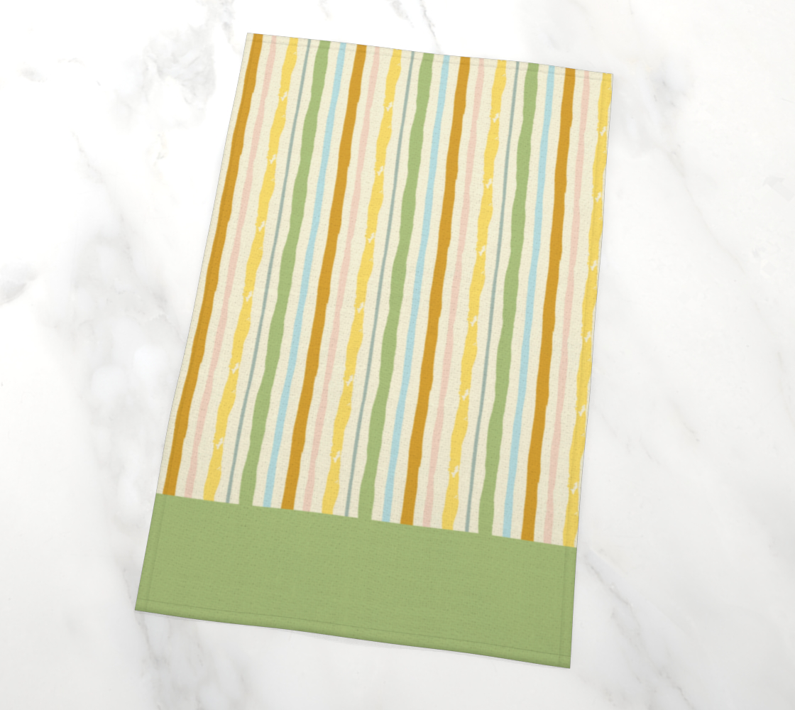 Garden Rows Tea Towel in Green