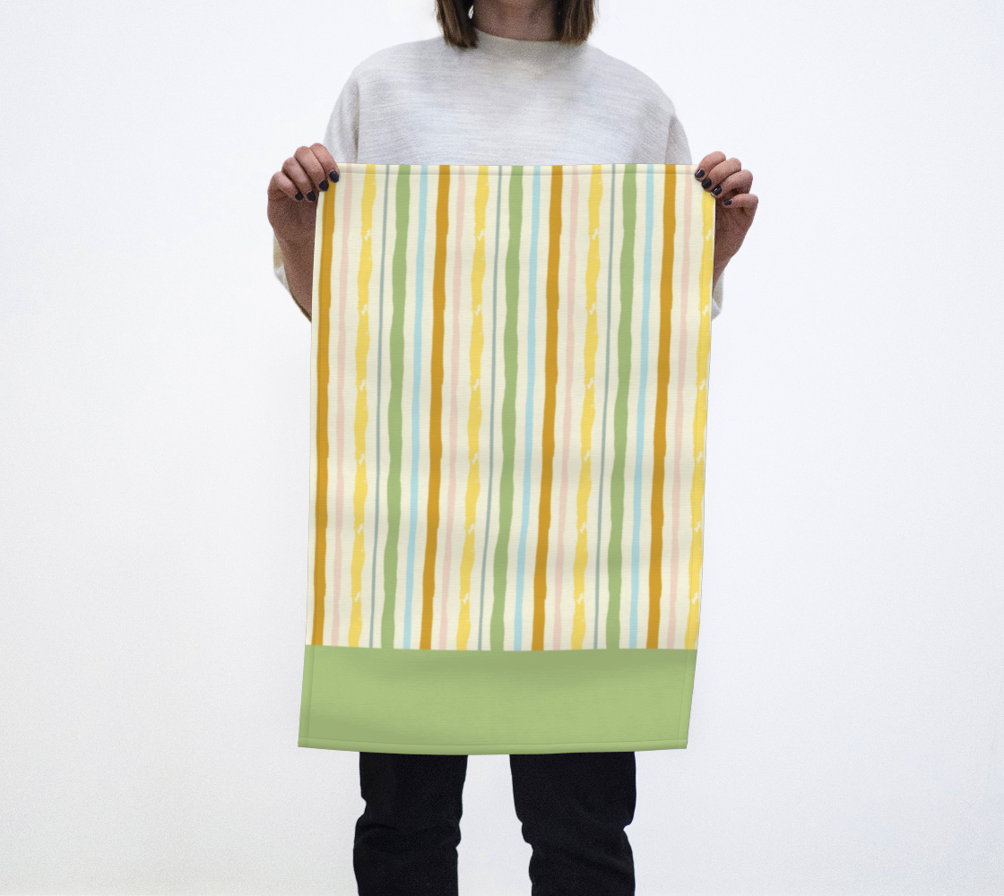 Garden Rows Tea Towel in Green