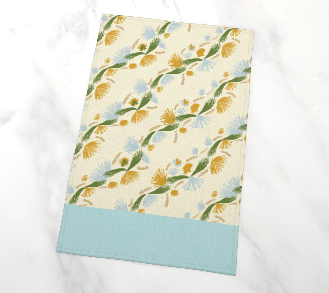 Dandelion Wishes Tea Towel in Blue