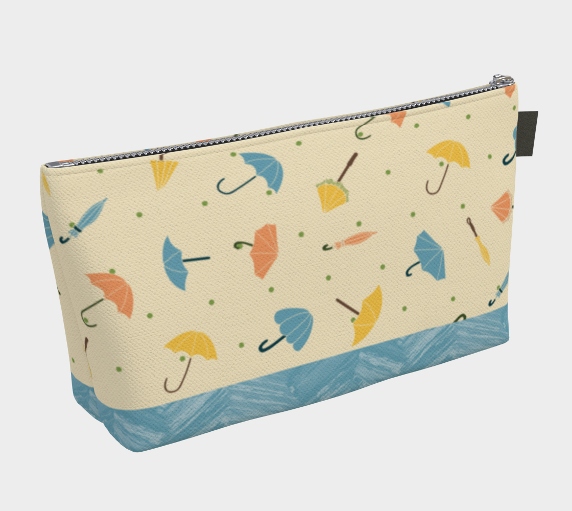 Umbrella Parade Makeup Bag in Cream