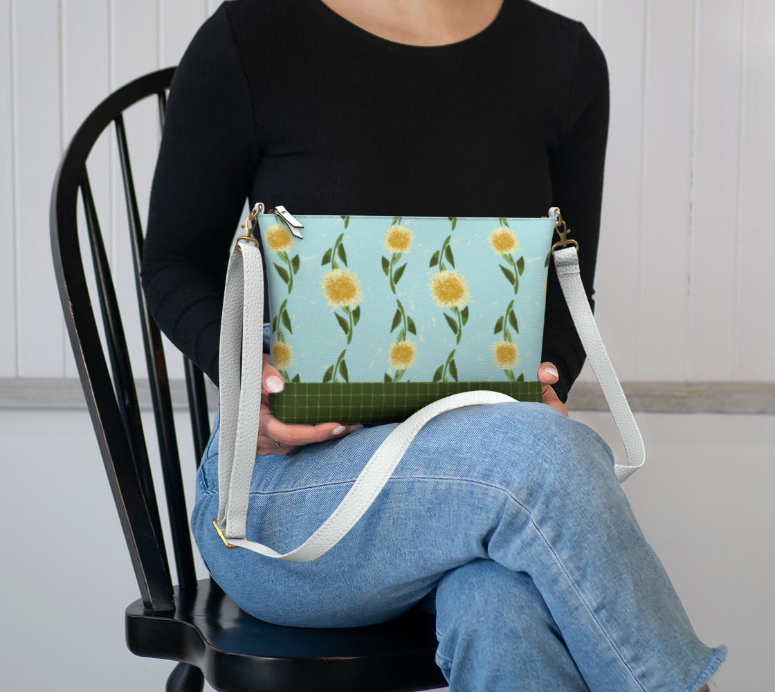 Sunflower Fields Crossbody Shoulder Bag in Blue