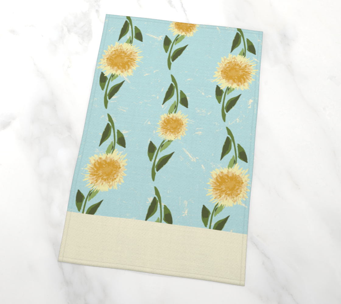 Sunflower Fields Tea Towel in Blue