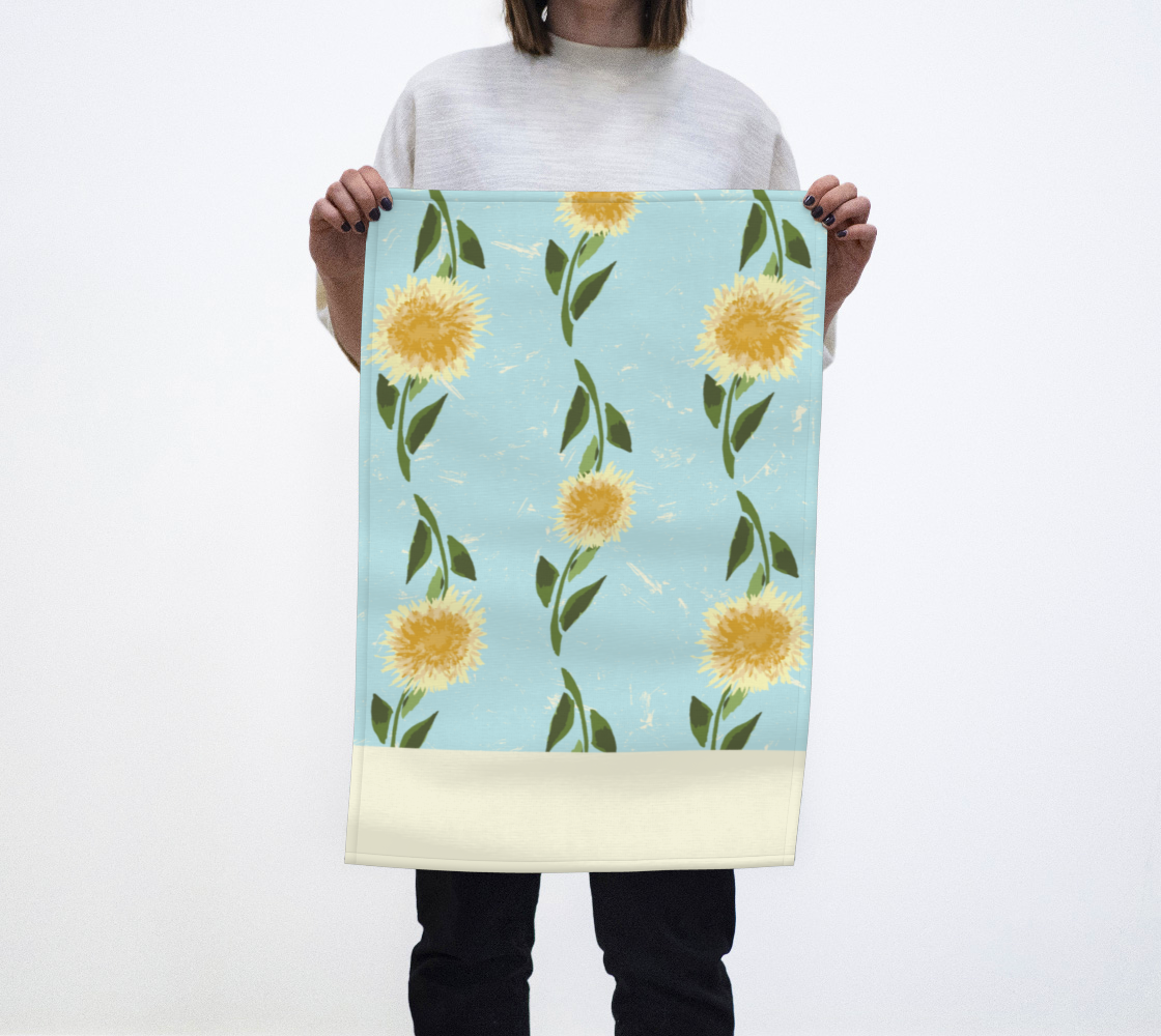 Sunflower Fields Tea Towel in Blue