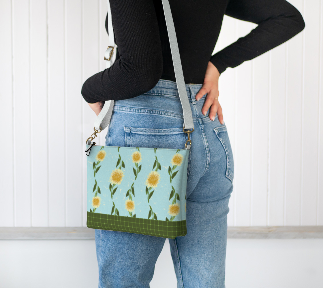 Sunflower Fields Crossbody Shoulder Bag in Blue