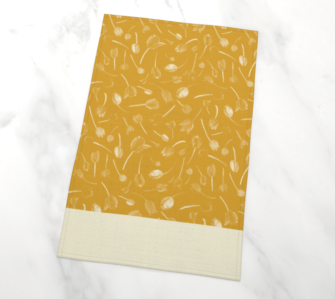 Tulips Tea Towel in Gold