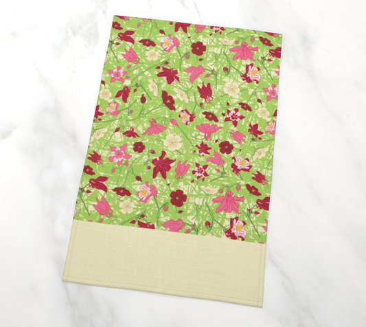 Wildflower Walk Tea Towel in Green