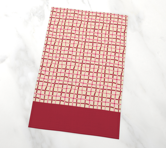 Garden Plot Tea Towel in Pink