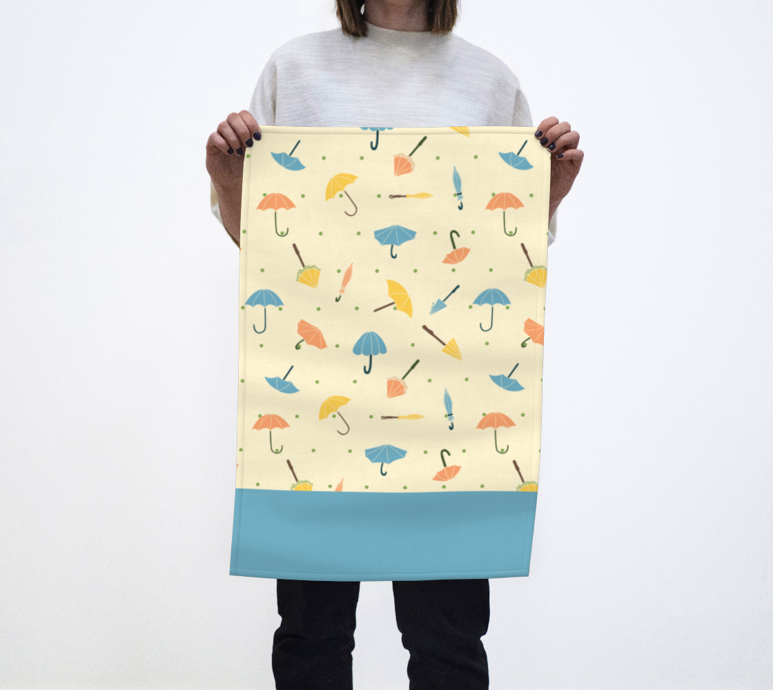 Umbrella Parade Tea Towel in Cream