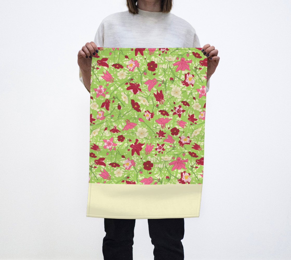 Wildflower Walk Tea Towel in Green