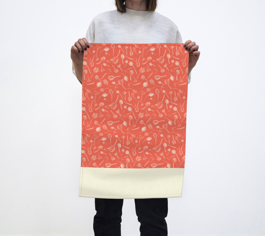 Tulip Shower Tea Towel in Pink